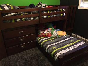 Loft Twin bed with trundle bed and stairs including dresser
