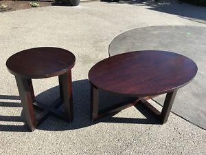 Matched set of wooden coffee tables