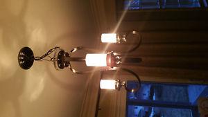 Pewter grey three light chandelier