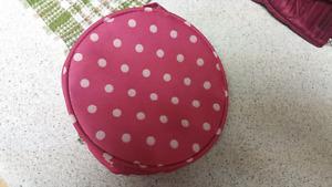 Polka dot purse with carry strap