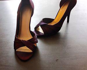 Purple open toe high heels