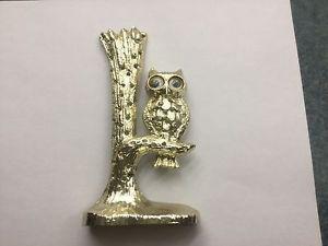 Retro gold coloured metal owl earring tree