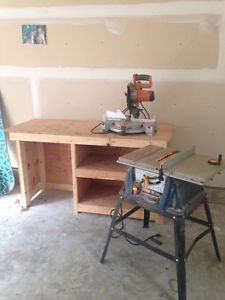 Selling table saw, chop saw and work bench