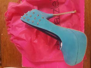 Shoedazzle Blue Spiked Heels