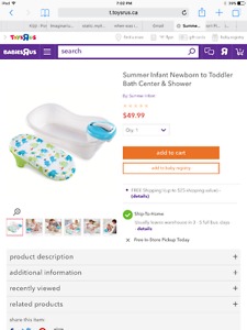 Summer infant newborn to toddler bath tub with shower