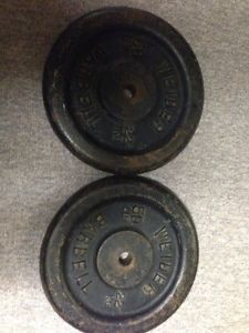 Two 50lbs weight plates