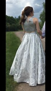 Two-Piece Silver Prom Dress - Worn Once!