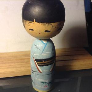 Unique Shape Vintage Wooden Japanese KOKESHI Doll Figure