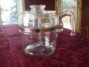 Vintage Pyrex Coffee Pot with Pyrex Stem & Stainless Band