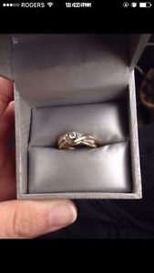 Wedding band and engagement ring