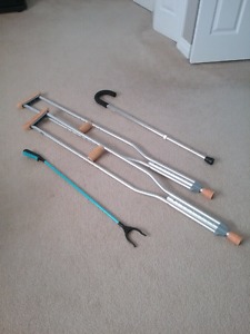 walking cane crutches and reacher
