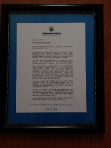 11x14 Framed copy of Press Release from August 