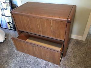 2 drawer wooden file cabinet.