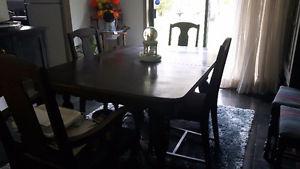 Antique dining room table and 6 chairs