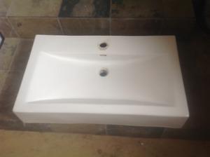 Bathroom surface mount white sink