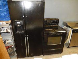 Black 23 cubic foot fridge+flat top stove both for $99 firm.