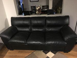 Black leather furniture set