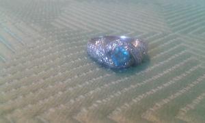 Blue diamond, 14K gold and Bk diamond ring