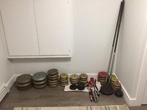 Bunch of weights and 3 bars