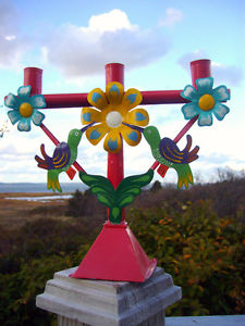 Candlestick Chandelier hand painted tin metal hojalatería