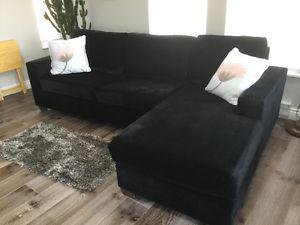 Couch with chaise lounge and hide-a-bed