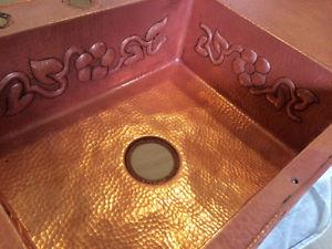 Hand crafted artisan single bowl copper kitchen sink