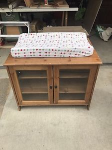 IKEA tv stand used as change table