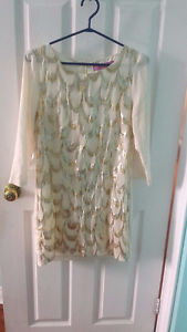 LULU's cream and gold dress