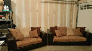 Lazyboy Leather/Microfiber Couch & Loveseat