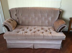 Matching sofa, loveseat and chair.