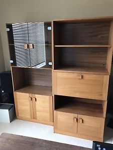TEAK BOOK CASE AND CABINET