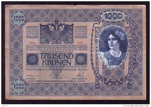  Tausend Kronen~Osterreich Ungarische Bank Red Stamp