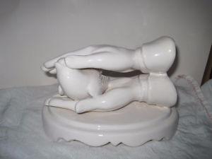 Vintage Praying Hands Holding a Dove Ceramic Sculpture