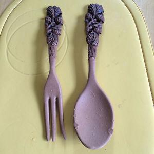 Vintage Salad Spoon & Fork with Pineapple designed handle