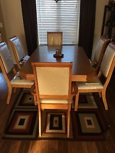 Wooden Dining Table with Six Chairs