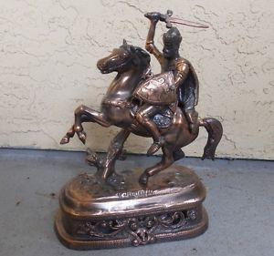 tabletop COPPER Figurine of Richard Lionheart on horse