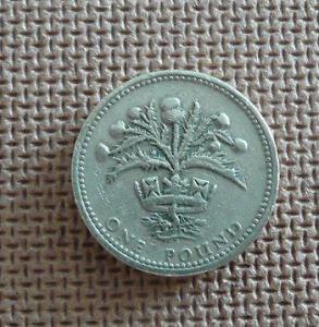 1 pound  UK coin - Thistle and royal diadem of Scotland