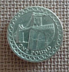 1 pound  coin UK - Menai Bridge