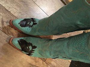 Custom made turquoise cowboy boots