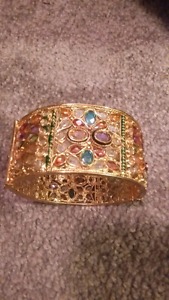 Gold plated wide bangle