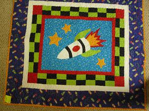 New home made Rocket baby quilt