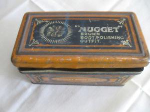 OLD VINTAGE ENGLISH-MADE "NUGGET" BOOTPOLISHING OUTFIT TIN