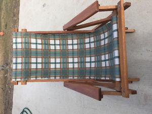 Oak wood sling beach chair