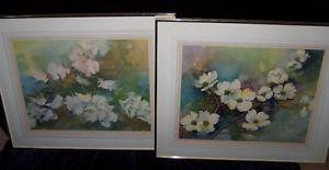PAIR of  LITHOGRAPH PRINTS of GORGEOUS FLOWERS by