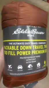 Packable, Down-filled travel throw - NIB