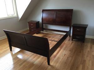 Queen bed frame and night stands