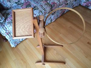 Vintage NEEDLEPOINT EMBROIDERY QUILTING STAND + Hoops