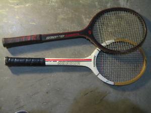 tennis rackets. Wooden material. Dunlop eliminator, pennant