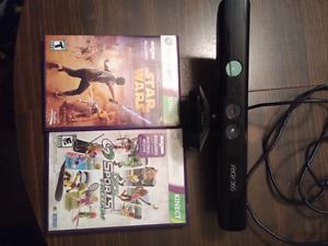 360 kinect and two games for sale