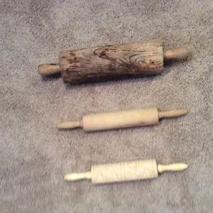Antique Wood Rolling Pin 20 in H $ very old and 2 pins